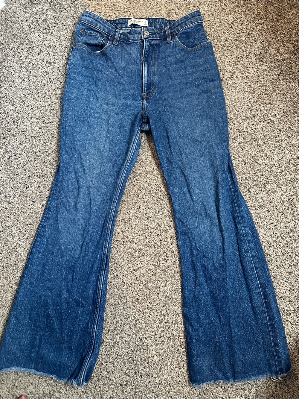 Abercrombie and fitch the wedgie flare high high rise curve love blue jeans 10s